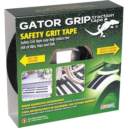 Gator Grip Traction Tape, 60 Ft L, 2 In W, PVC Backing, Black